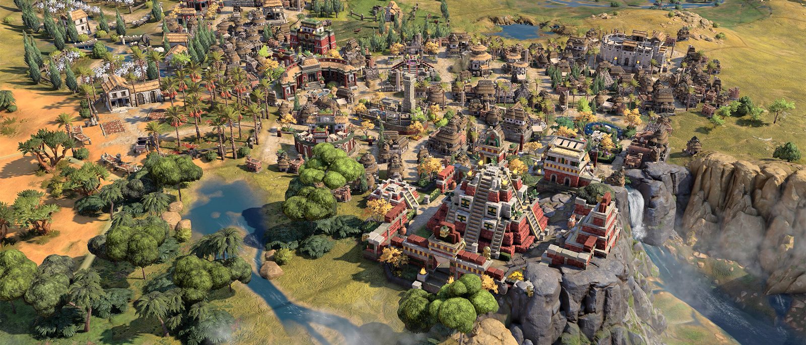 A terraced city on a hillside above a winding river
