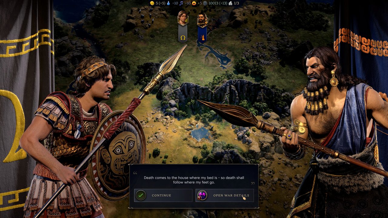 Two leaders facing each other in a diplomacy scene