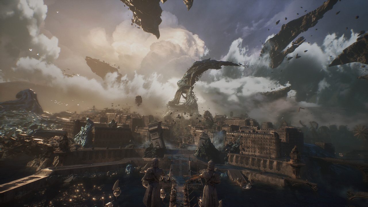 Floating ruins above a sea of cloud